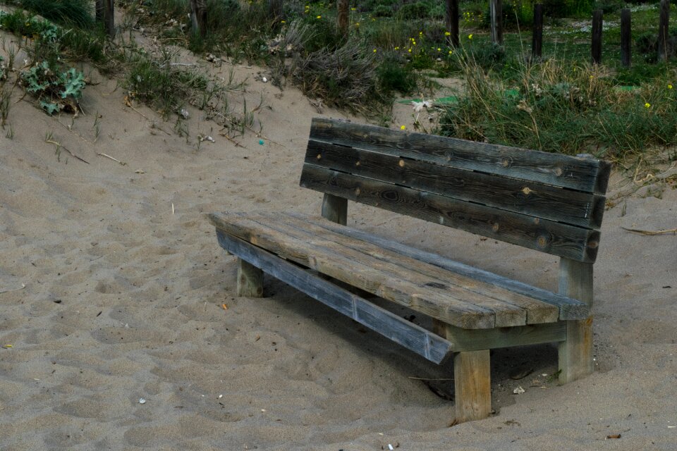 Wooden bench breathing patience