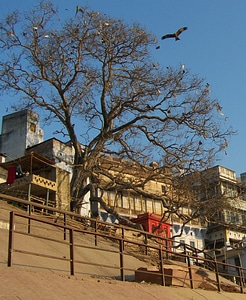 Ganga bank barricades photo