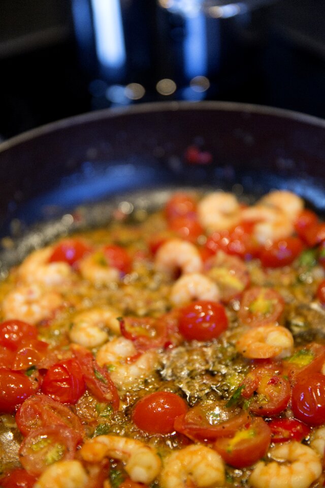 Tomatoes spaghetti mediterranean