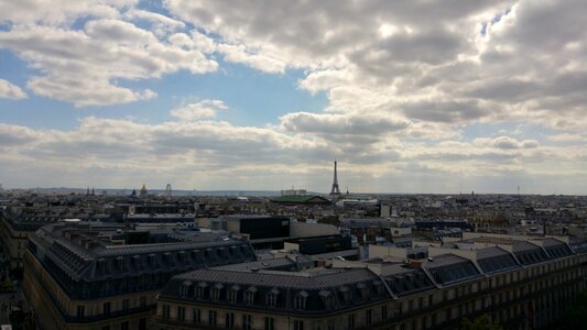 Eiffel tower cloudy skyline