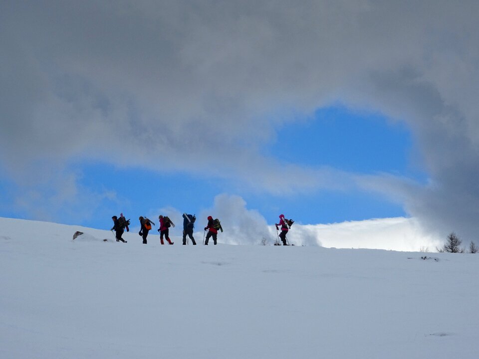 Snowshoeing snow clouds