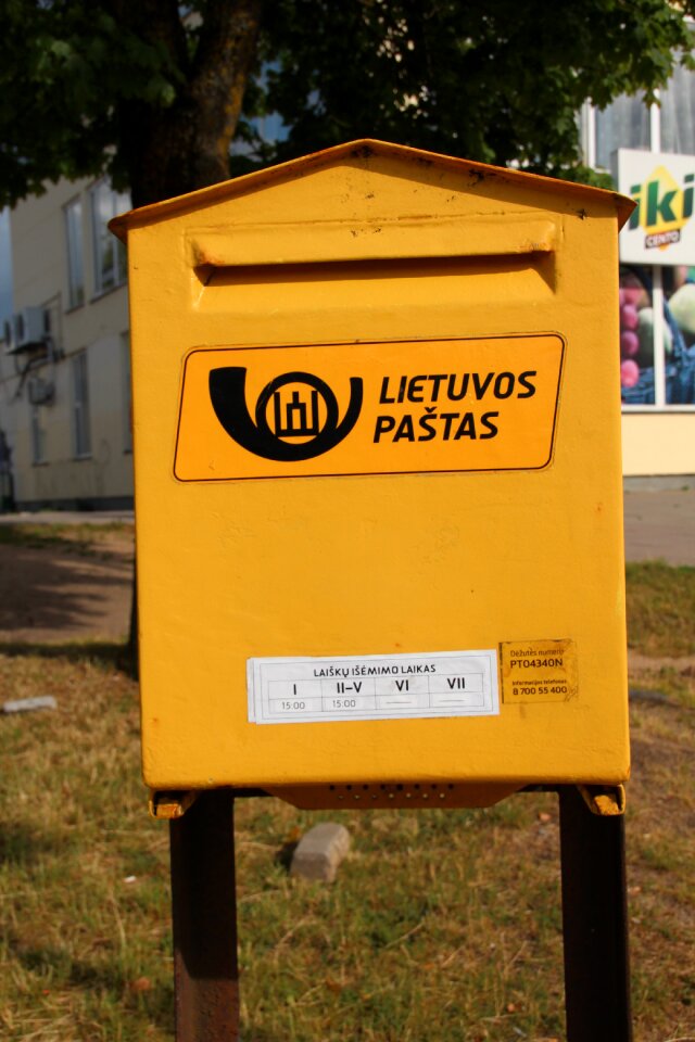 Lithuania yellow letter boxes
