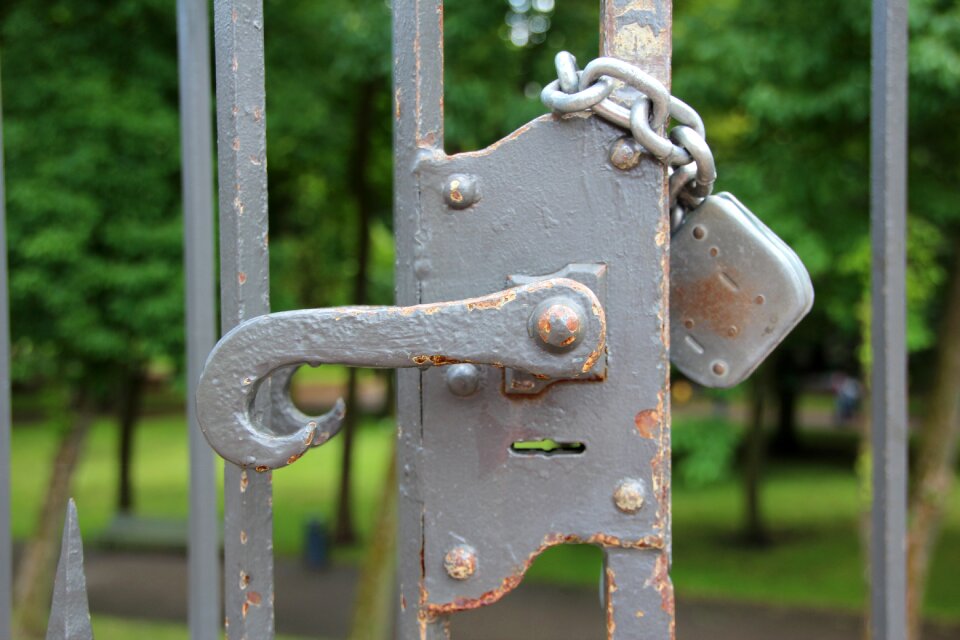 Metal door decorated close up