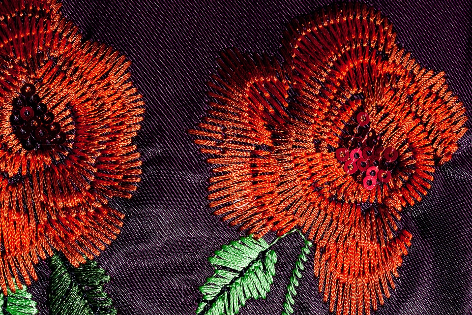 Pull through sewing threads ornate