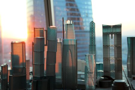 Skyline glass facade grid