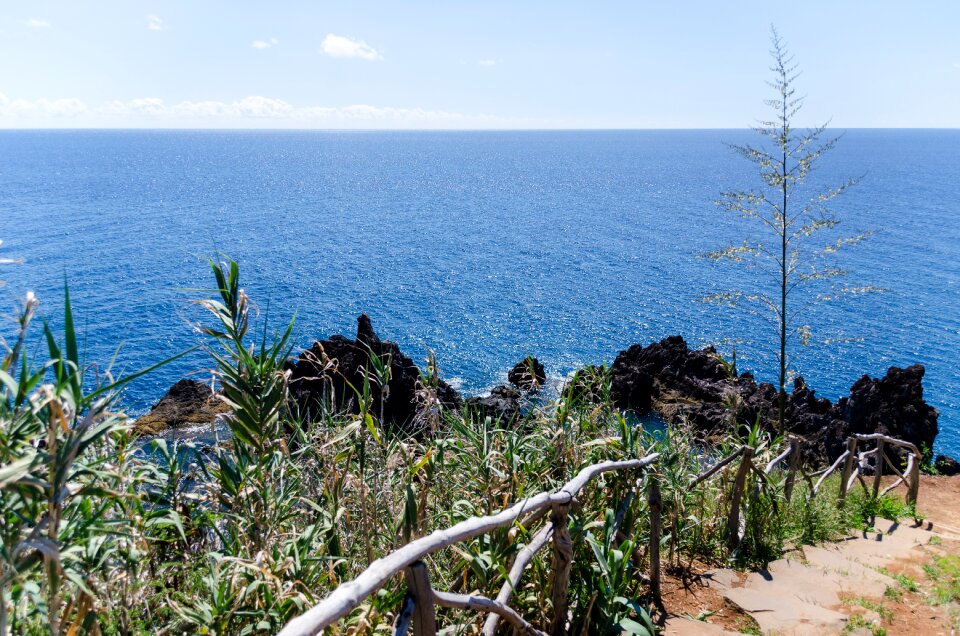 Atlantic ocean away wood railings