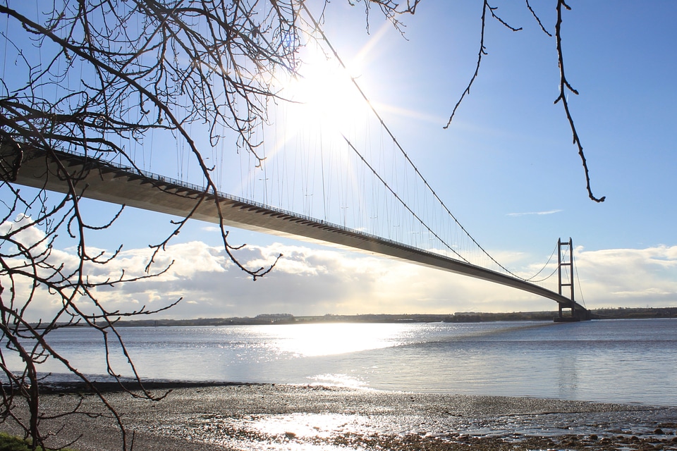 East yorkshire river blue bridge