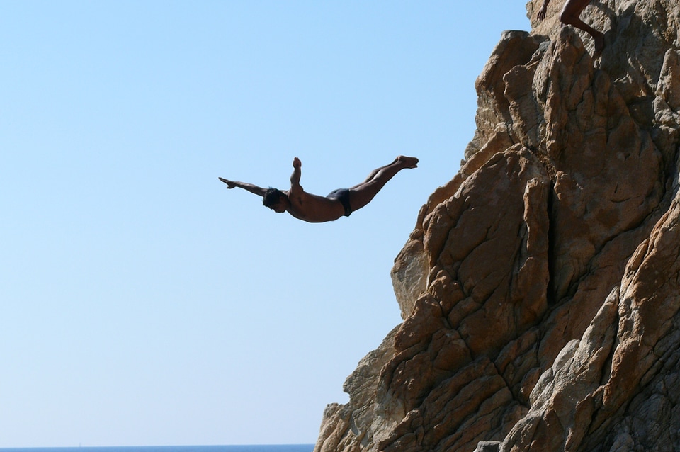 Jumping into water water ocean