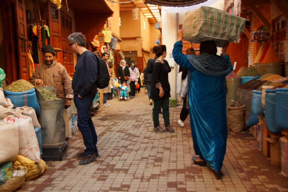 Market people blue