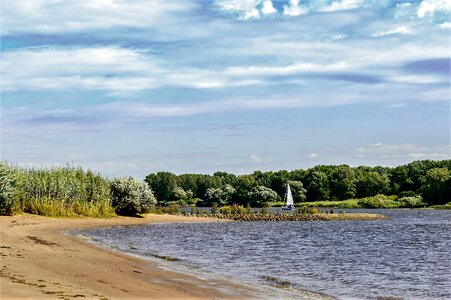 Sailing boat elbe dyke hamburg