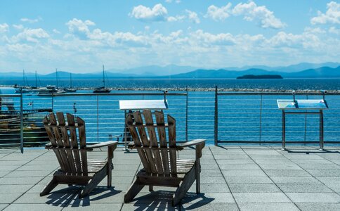 Chairs scenery mountains photo