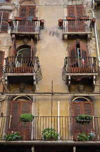 Verona typical italian flower boxes photo