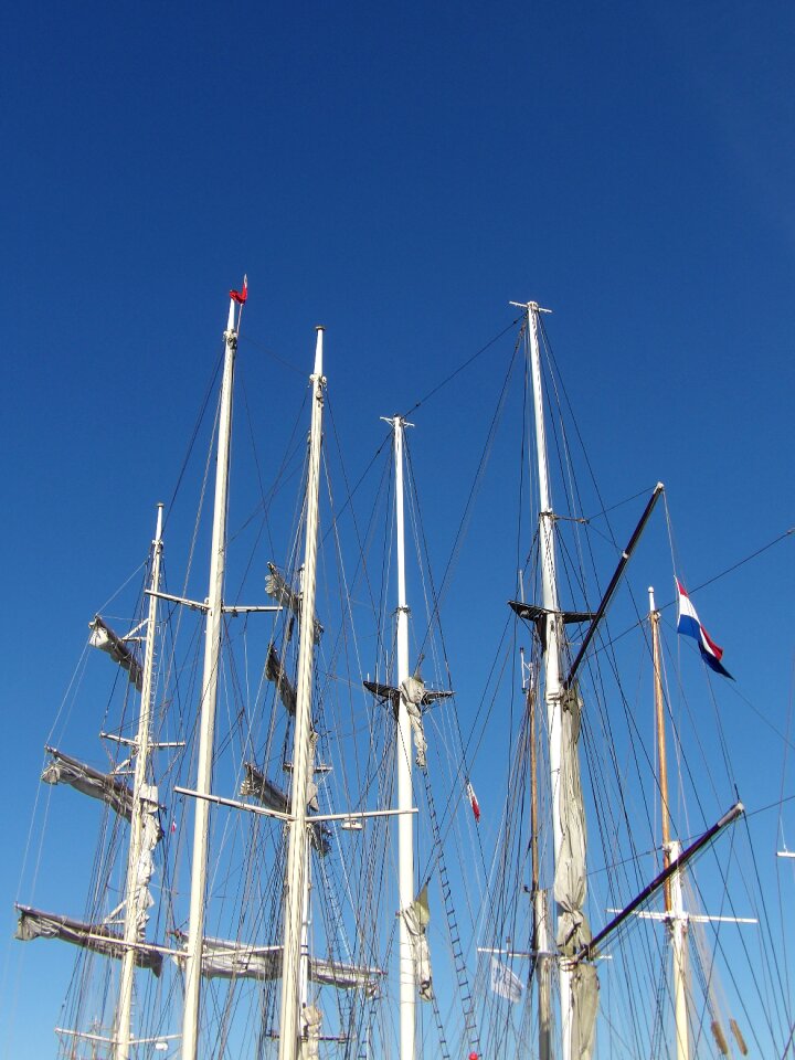 Blue sky navigation three-masted