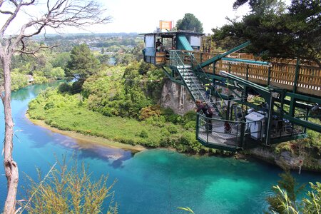 Bungee jumping landscape green photo