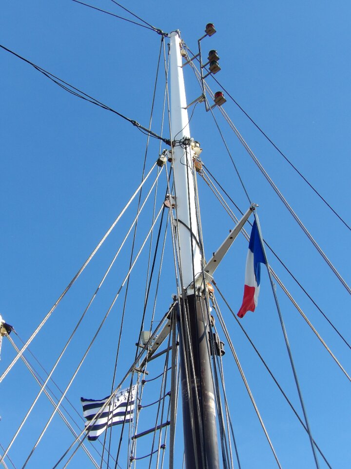 Blue sky navigation three-masted