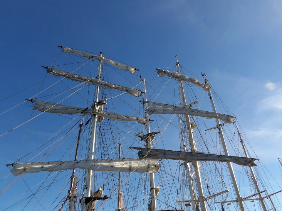 Blue sky navigation three-masted
