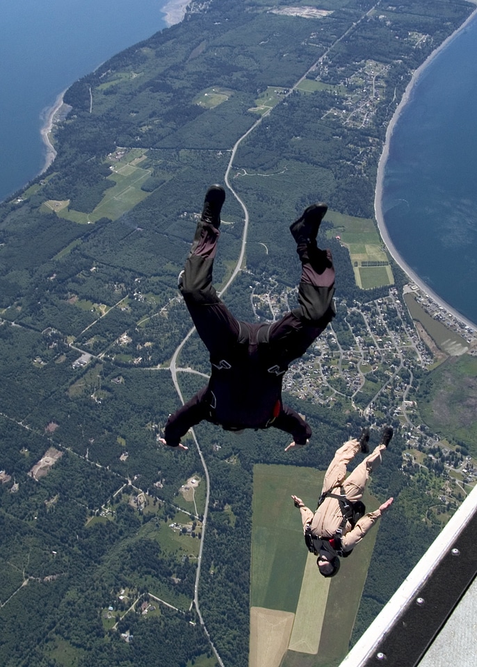 Parachutist jumping excitement
