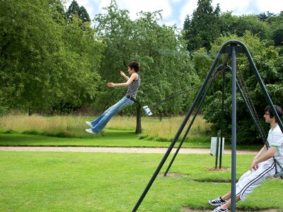 Jumping teenager playground