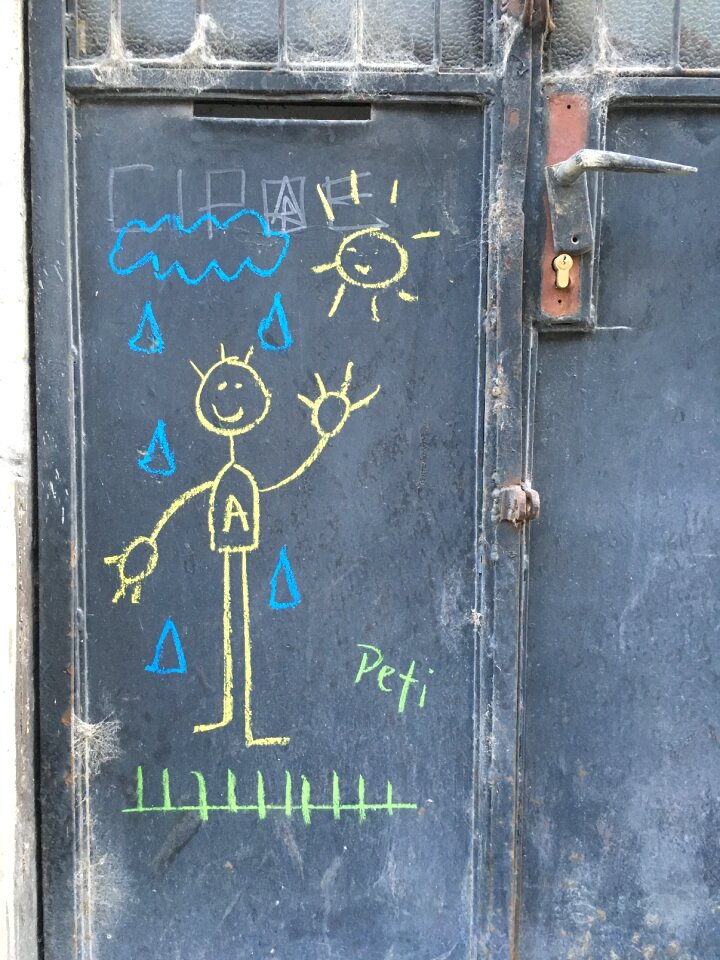 Cute kids drawing chalk