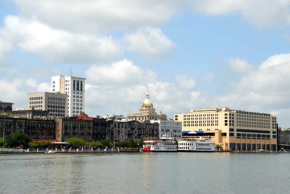 Riverfront river cityscape