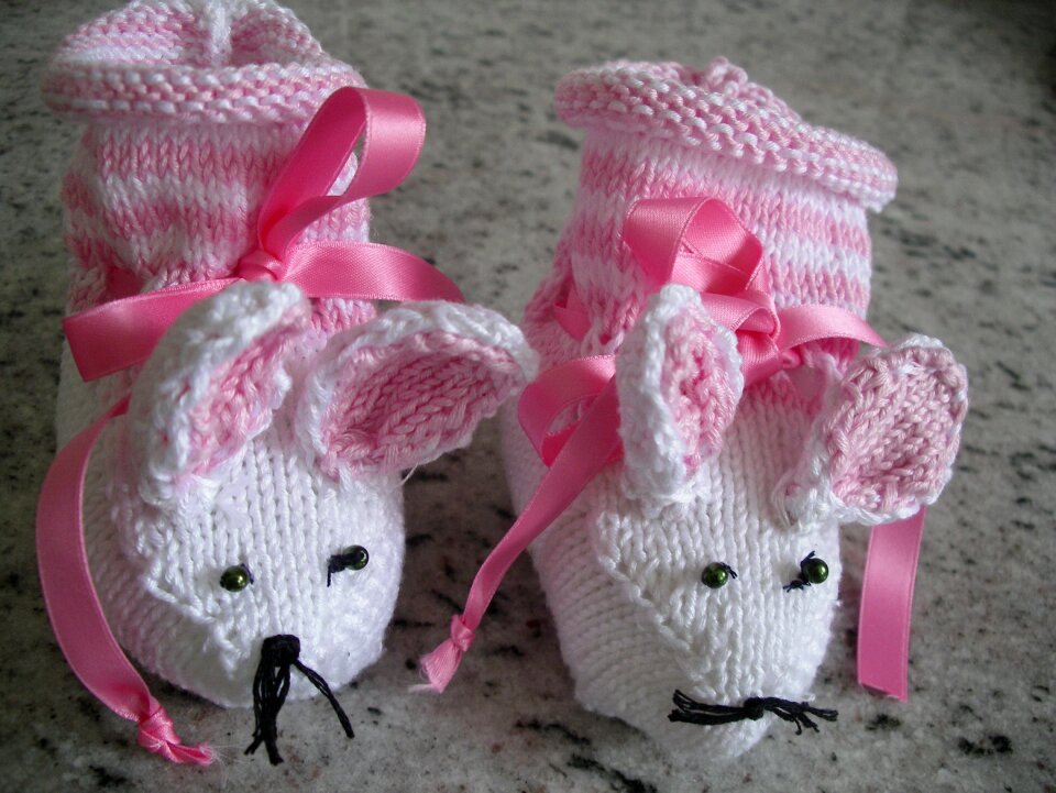 Baby shoes first born shoes knit homemade socks mice