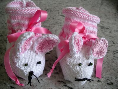 Baby shoes first born shoes knit homemade socks mice photo
