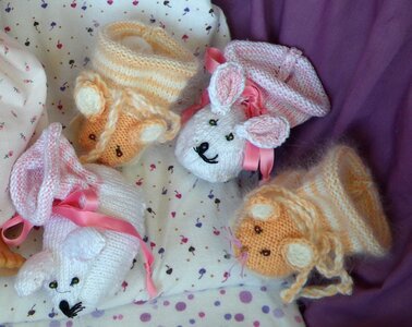 Knit homemade socks mice photo