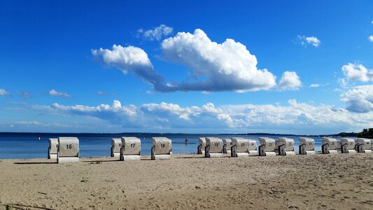 Clouds beach chair water
