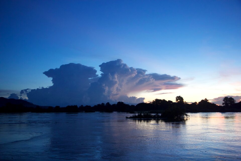 The mekong river blue in the evening