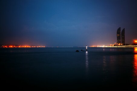 Night view harbor skyline