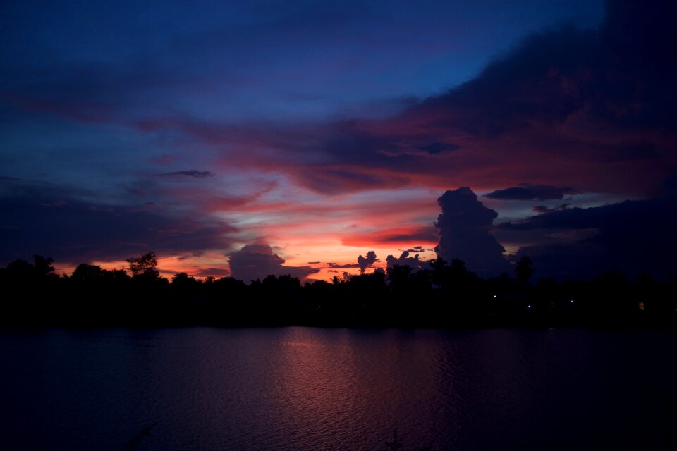 The mekong river in the evening dark