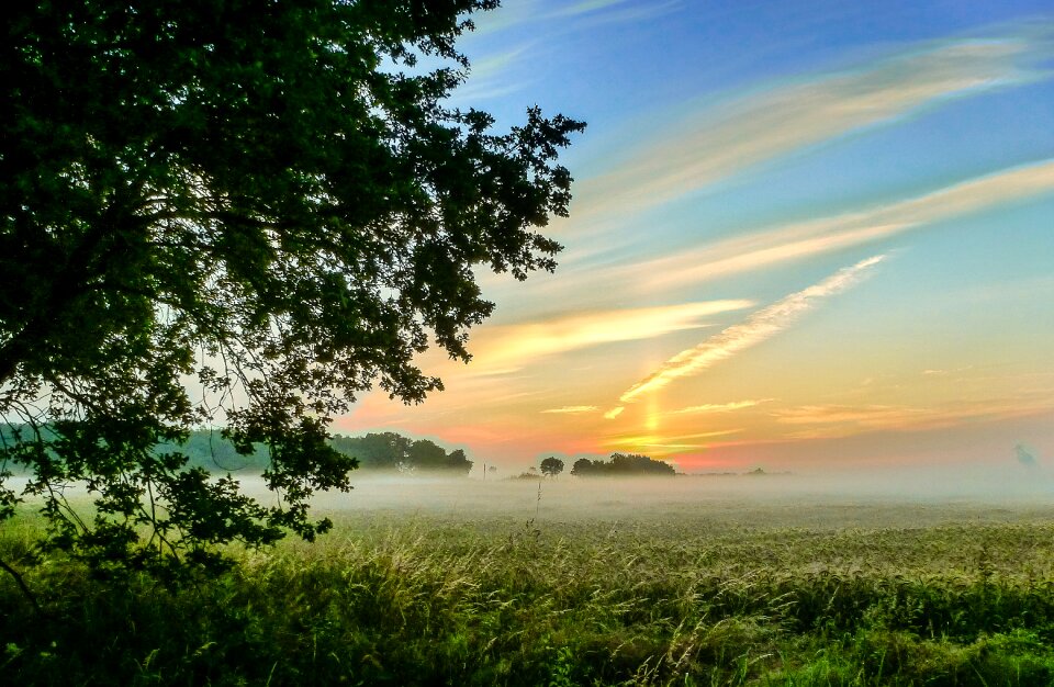 Skies morgenrot meadow