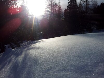 Backlighting snowy sun photo
