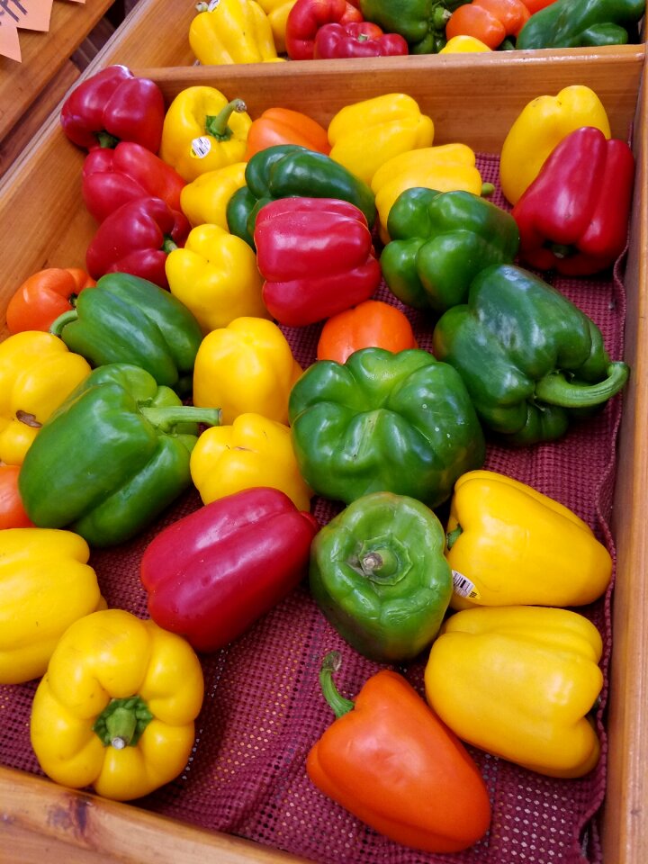 Orange peppers red yellow photo