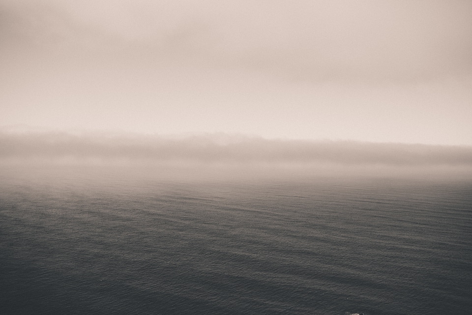 Horizon blue foggy photo