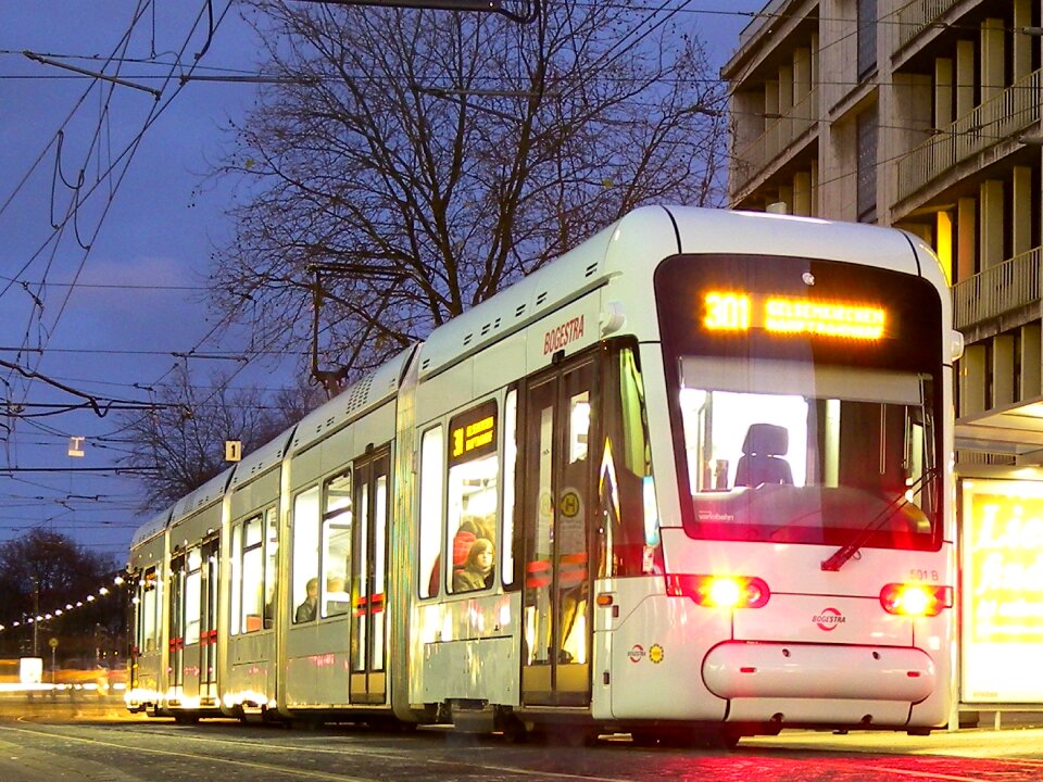 Tram night rail traffic photo