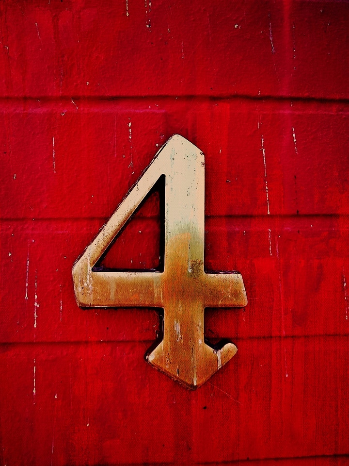 Red house number digit