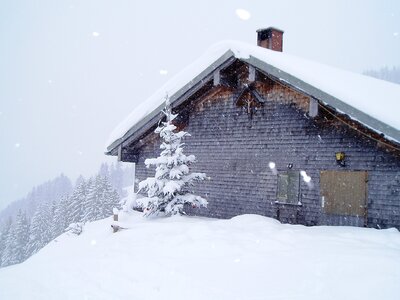 Snowy winter dream hut photo