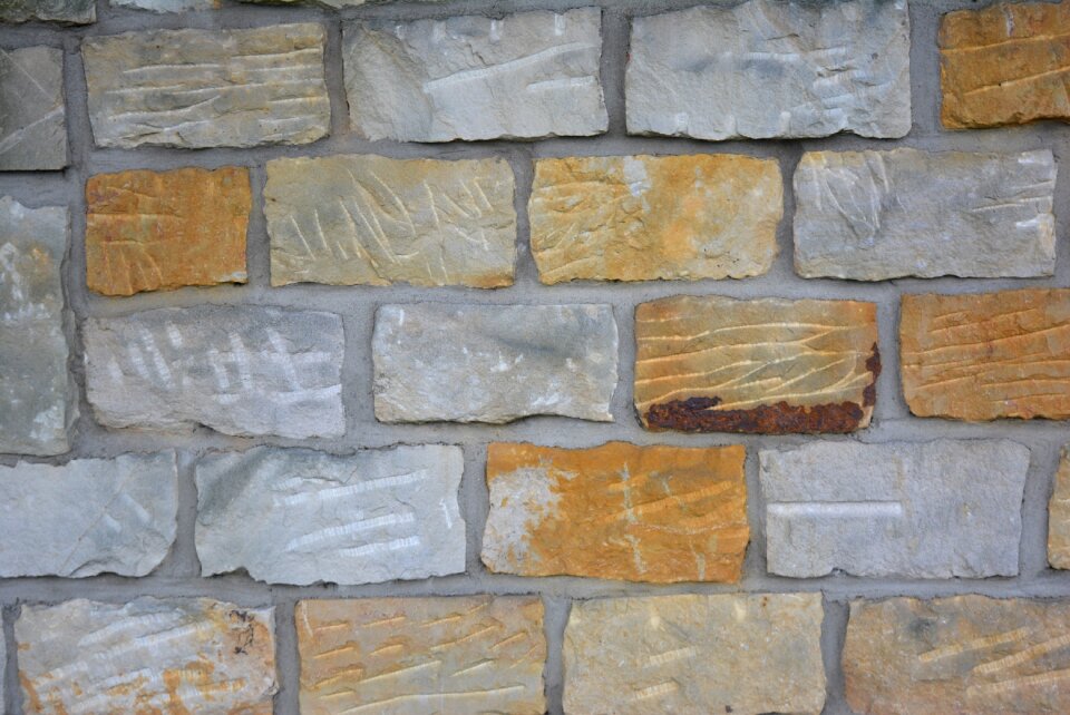 Chiseled stone wall natural stone