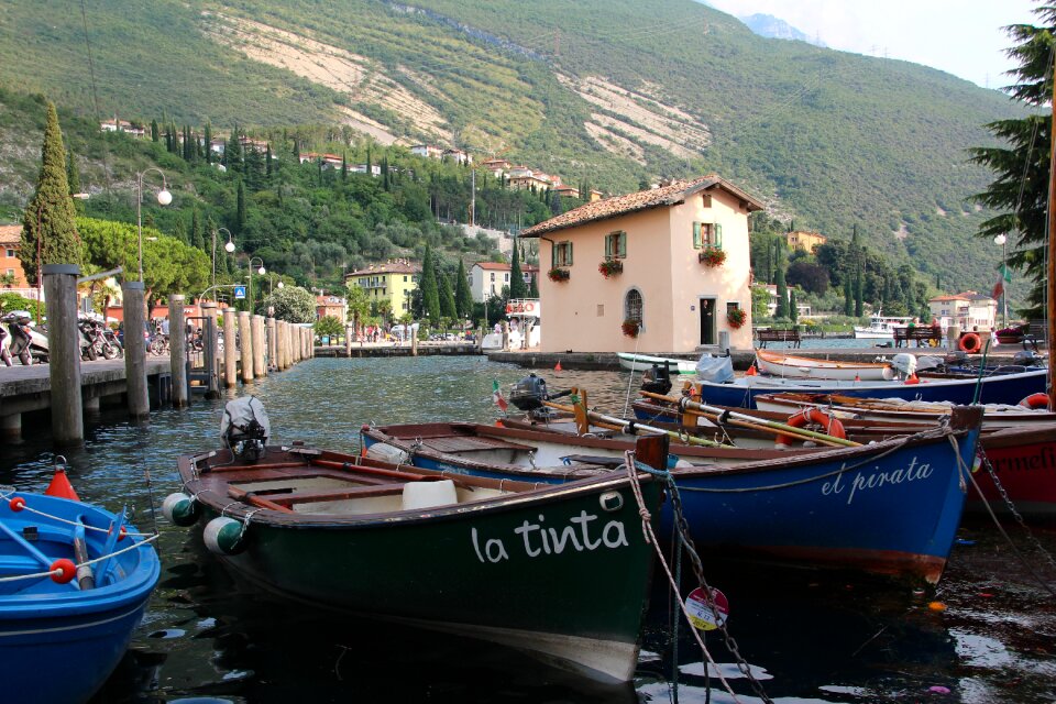 Boats in the harbor torbole italy