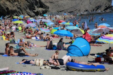 Sandy beach parasol summer photo