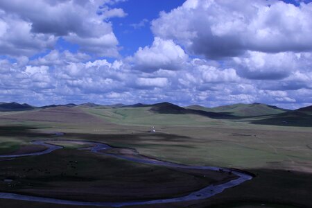 Inner mongolia prairie blue sky photo