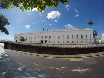 Town hall urban blue sky