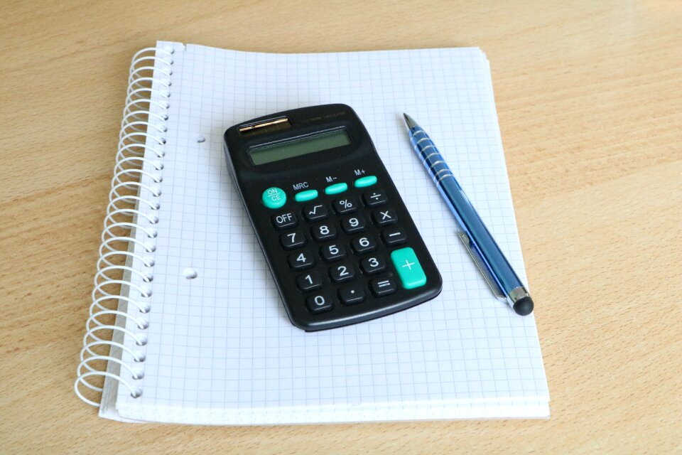 Solar calculator white business photo