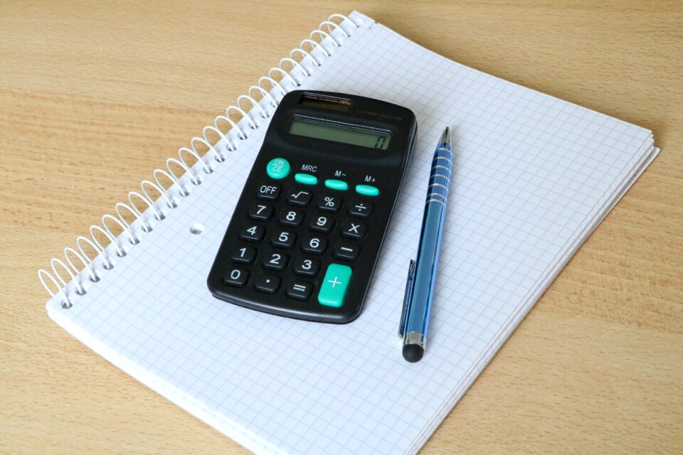 Solar calculator white business photo