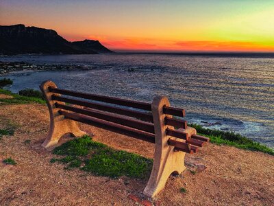 Bench sunset sea photo