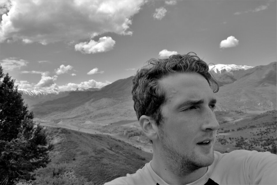 Male face black and white