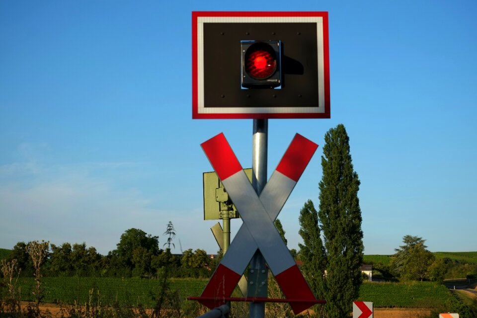 Street sign rail traffic warning