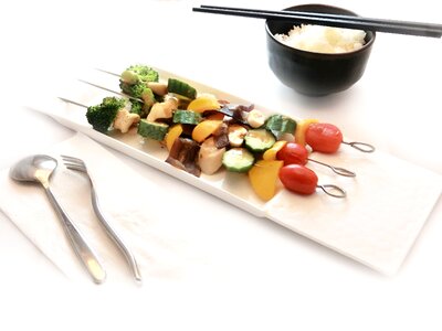Teppanyaki barbecued pork with rice catering