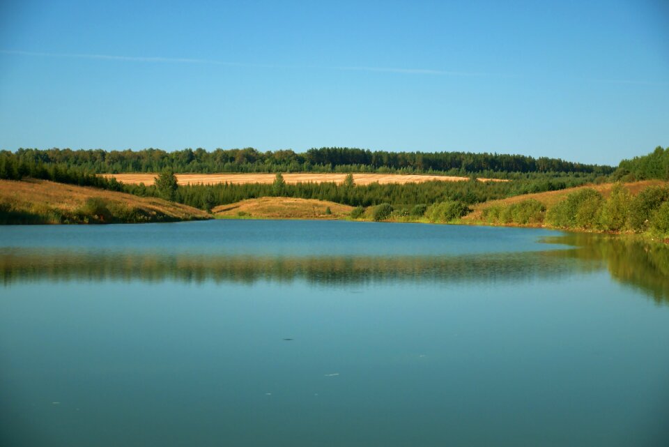 Quiet body of water reflection in the water